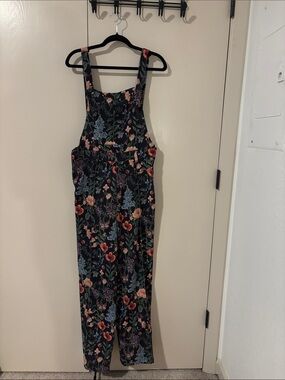 Cider Black Floral Overalls